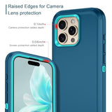 For Iphone 16 Pro Case Heavy Duty Protective Shockproof Dropproof 3-Layer Full Body Protection [Without Screen Protector] Tough Rugged Cover For Iphone 16 Pro 6.3",Turquoise