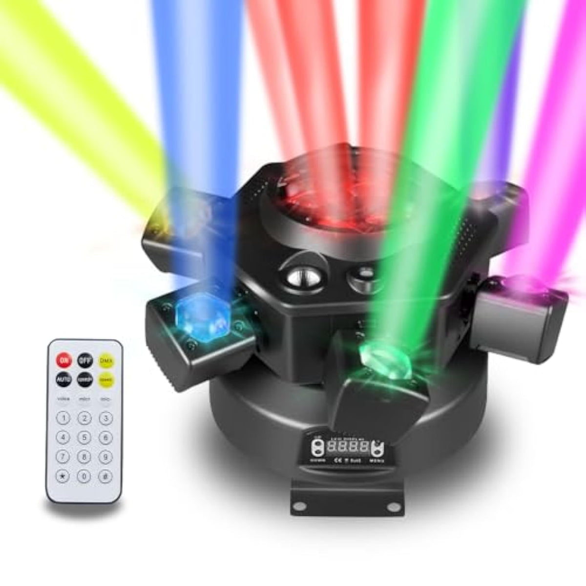 6-Arm Moving Head Light,150W Stage Lights, Rgbw 4-In-1 Professional Dj Lighting With Strobe & Bee-Eye Effect, Dmx512,Sound-Activated,Remote Control, 540° Rotation For Disco, Party, Club,Bar(Gen I)
