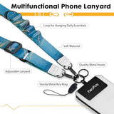 Phone Lanyard Crossbody, Blue Marble Cell Phone Strap For Around The Neck Adjustable, Anti Theft Cute Lanyard For Iphone Case Id Holder Keys Accessories Travel Essential