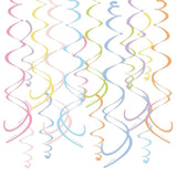 48pcs Pastel Hanging Swirl Streamers for Birthday & Party Décor