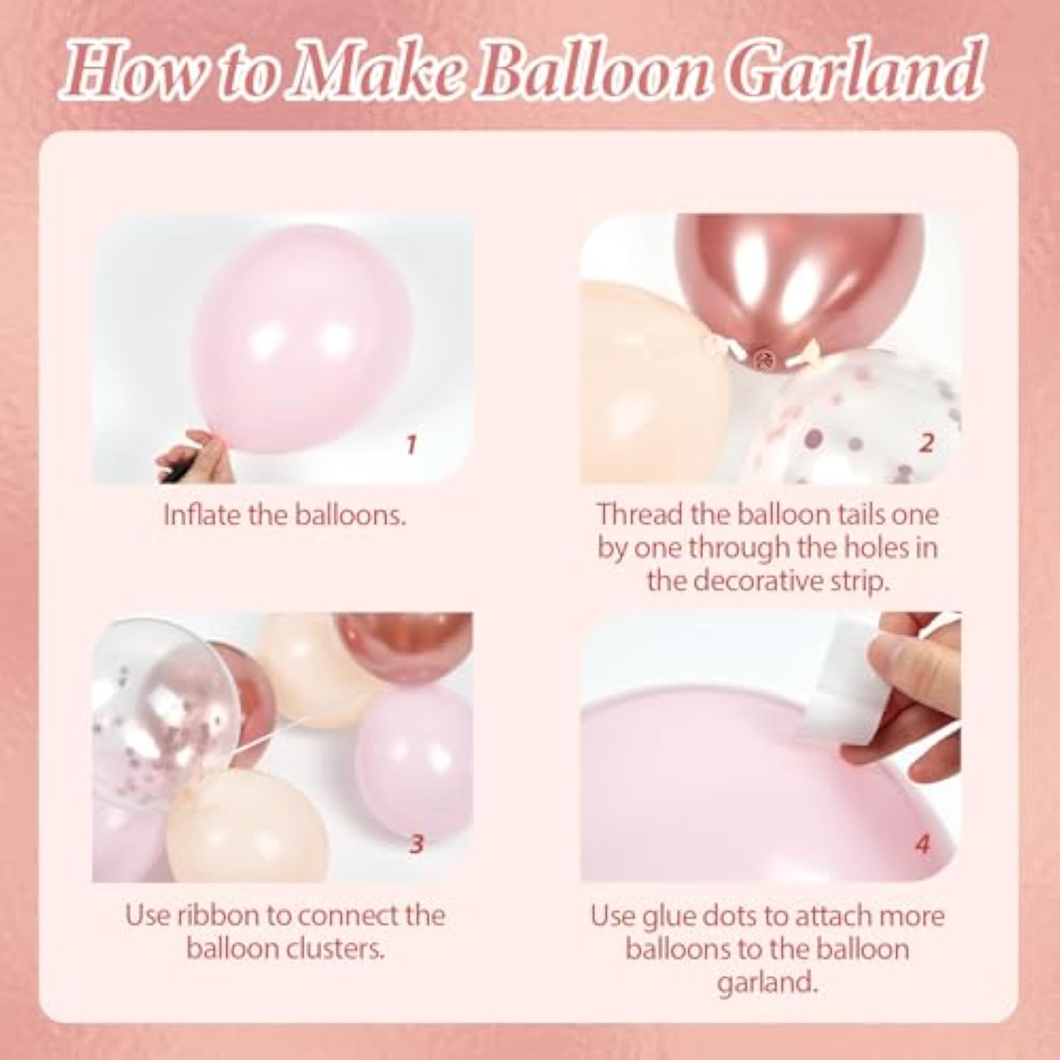 132Pcs Rose Gold Balloon Arch Kit with Confetti Balloons for Party & Event Decor