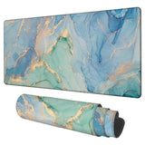 Gaming Desk Pad Large Extra Length Fluid Art Marble Mouse Pad Keyboard Laptop Non-Slip Waterproof With Rubber Base Thick Stitched Edge Mouse Mat For Office Home 35.4 X 15.7 Inches