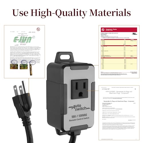 120V Wireless Remote Control Dust Collector Starter Outlet Switch (Battery Included), Pta09