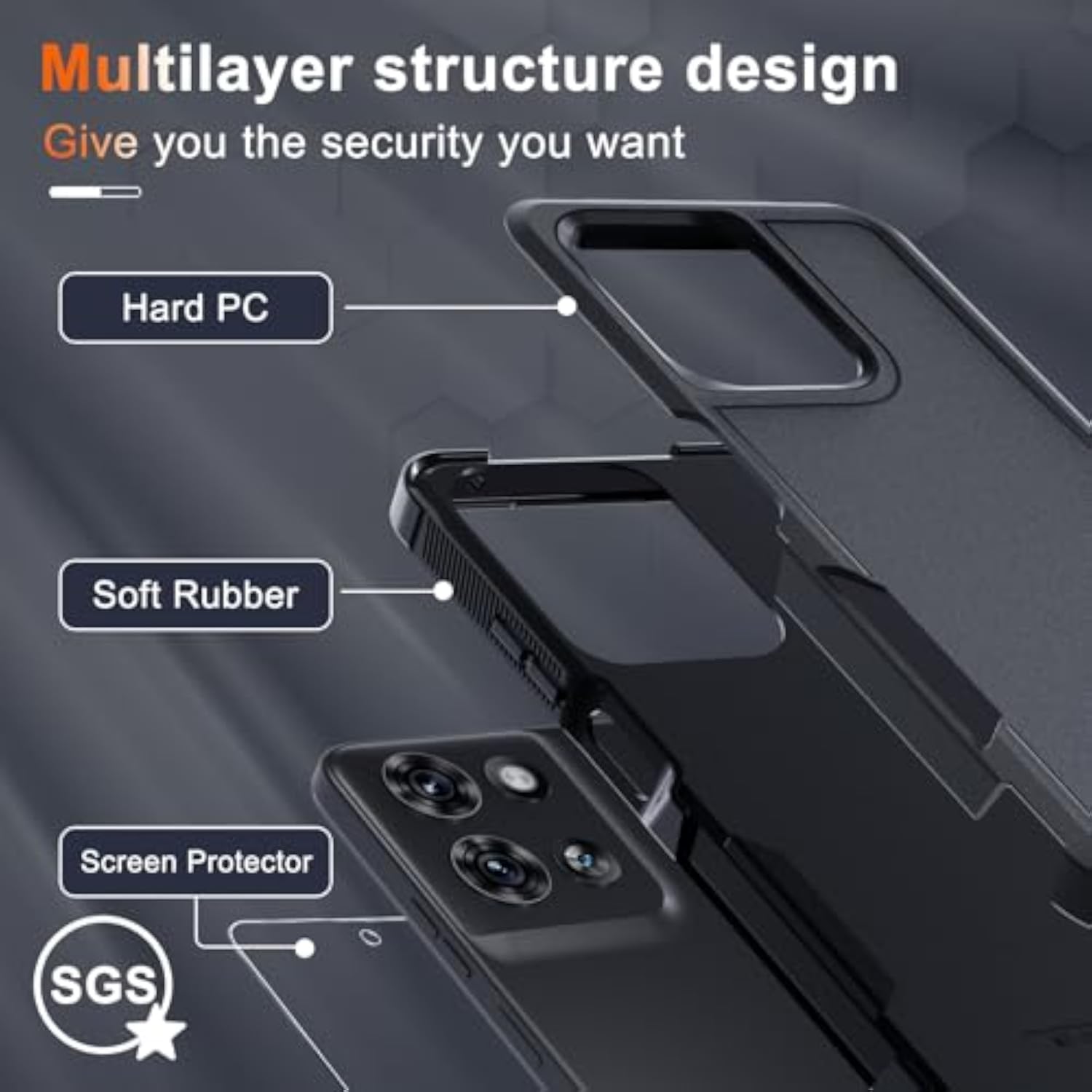 Moto G 5G 2025 Heavy Duty Full Body Case, Black Matte Finish