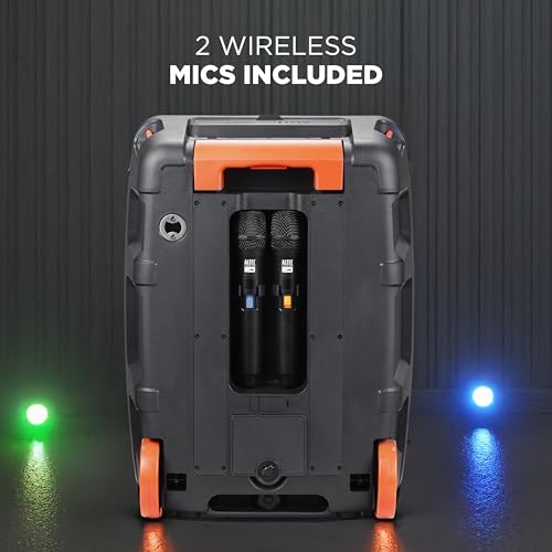 SoundRover View Portable Bluetooth Speaker with 14 1080P Display, 150W Peak Power, 18-Hour Battery LiFePO, IPX4 Water Resistance & Built-in Trolley