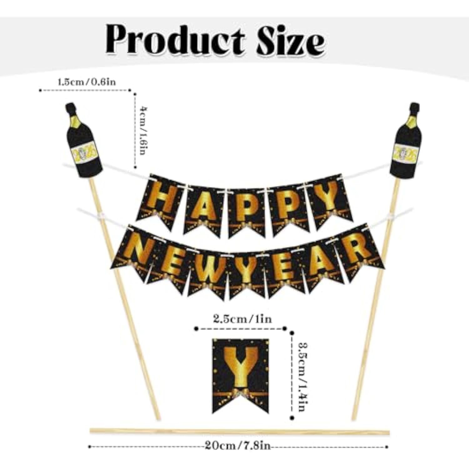 Happy New Year 2026 Cake Topper Bunting Banner Garland Party Decor