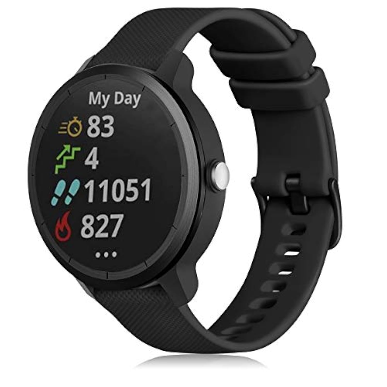 Silicone Watch Band 20mm for Garmin Vivoactive 3/5 Forerunner 645 245 Black
