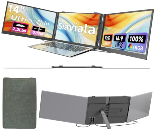 Laptop Screen Extender 0.17" Ultra-Thin, 14" 1080P Fhd Ips Portable Monitor, Triple Screen Laptop Monitor Extender For 13"-17" Laptops, Plug & Play For Mac/Android/Chrome