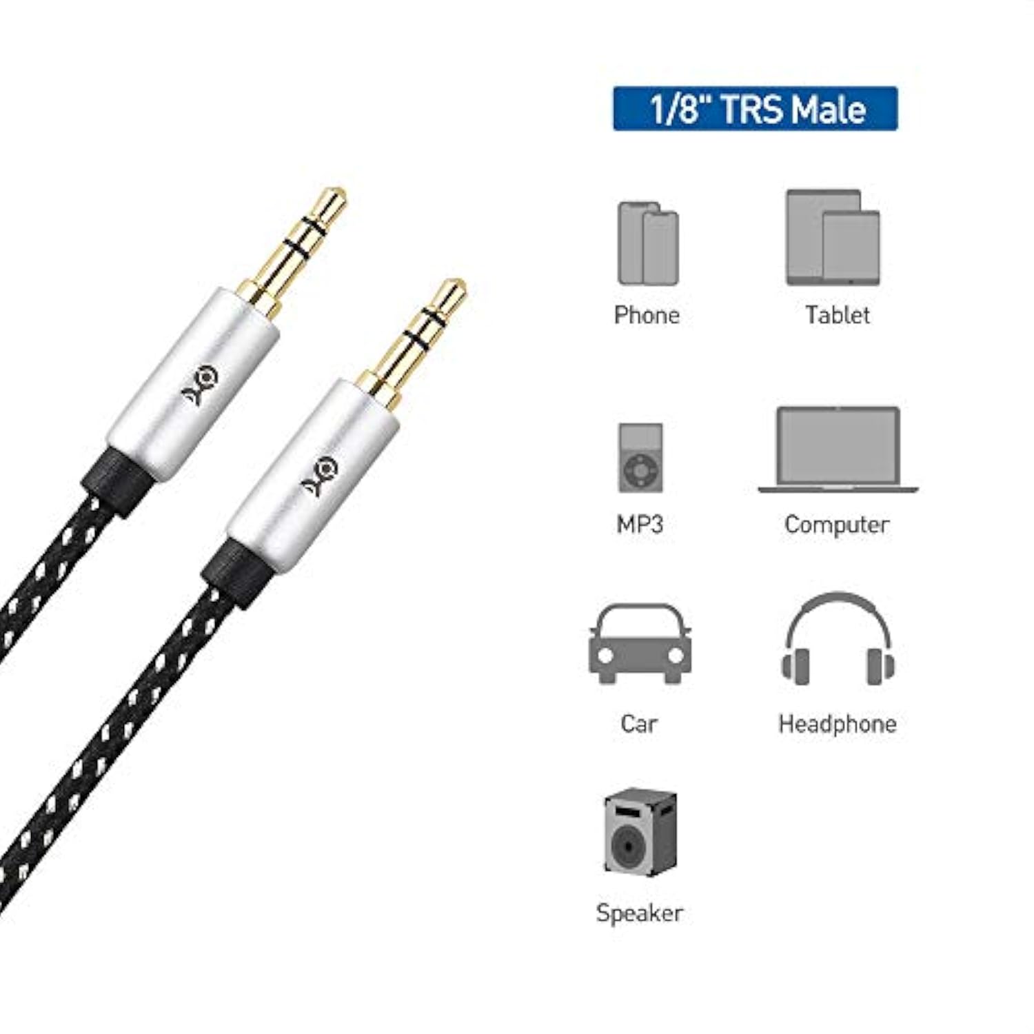Cable Matters 2-Pack 3.5mm Audio Cable - 3ft, (3.5mm Auxiliary/Aux Cord, Male to Male 3.5 mm Audio Cable, Headphone Cord) - 3 Feet / 0.9 Meters