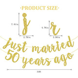 Just Married 50 Years Ago Banner, We Still Do Banner, 50Th Anniversary Party Decorations, Gold Glitter