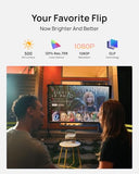 Elfin Flip Plus Portable Projector, Google TV with Licensed Netflix, 500 ISO Lumens, 1080P Resolution Home Projector, Build-in Adjustable Stand,