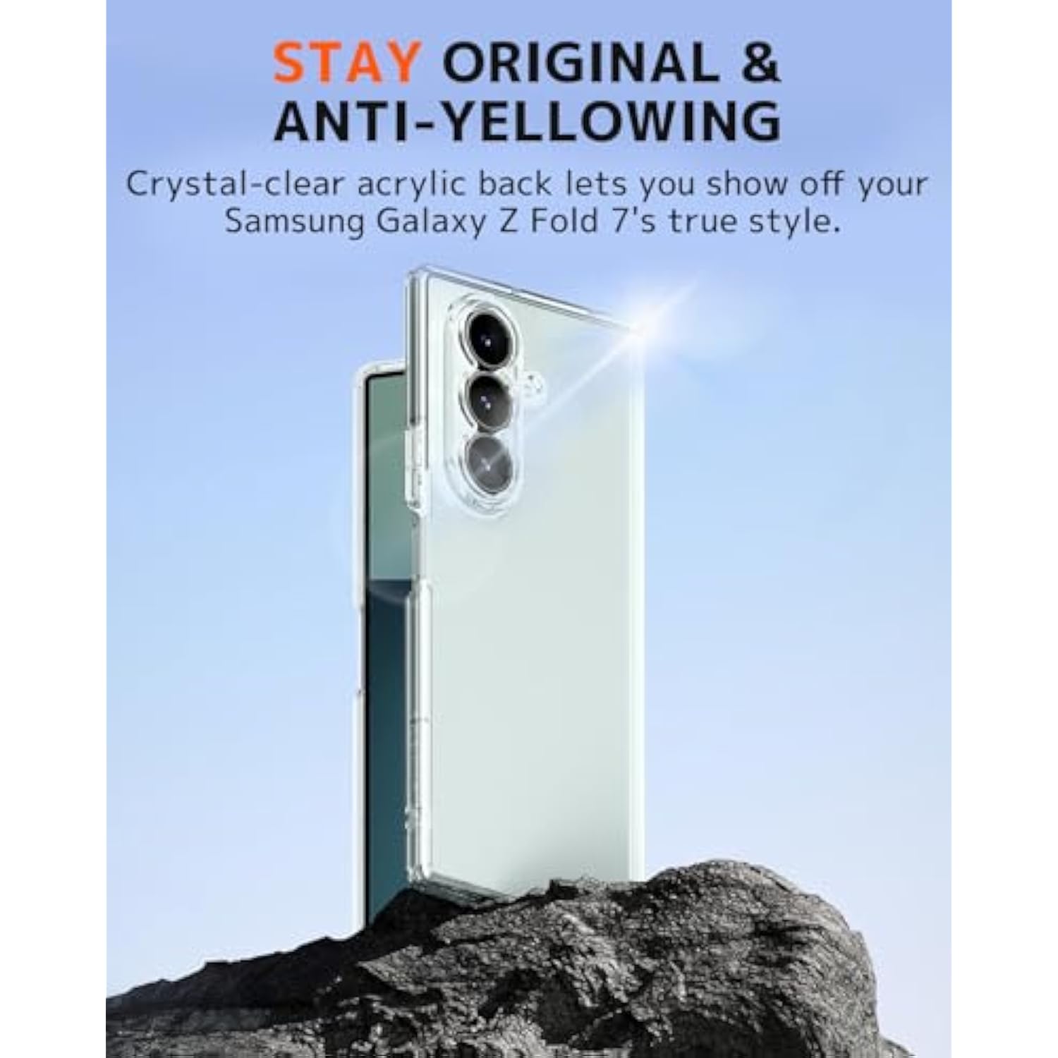 Transparent Cover For Samsung Galaxy Z Fold 7 Case Clear With Screen Protector,Hard Full Body Shockproof Crystal Slim Hinge Protection For Galaxy Fold 7 Cover For Samsung Z Fold 7 Case Women Men