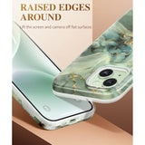 Marble For Iphone 15 Case, With Screen Protector & Camera Lens Protector, [10Ft Military Grade Drop Protection] Slim Tpu Phone Case Cover Women For Iphone 15 6.1" 2023 (Desert Dream/Green)