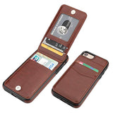 Premium Leather Wallet Case with Kickstand for iPhone 7/8, Brown