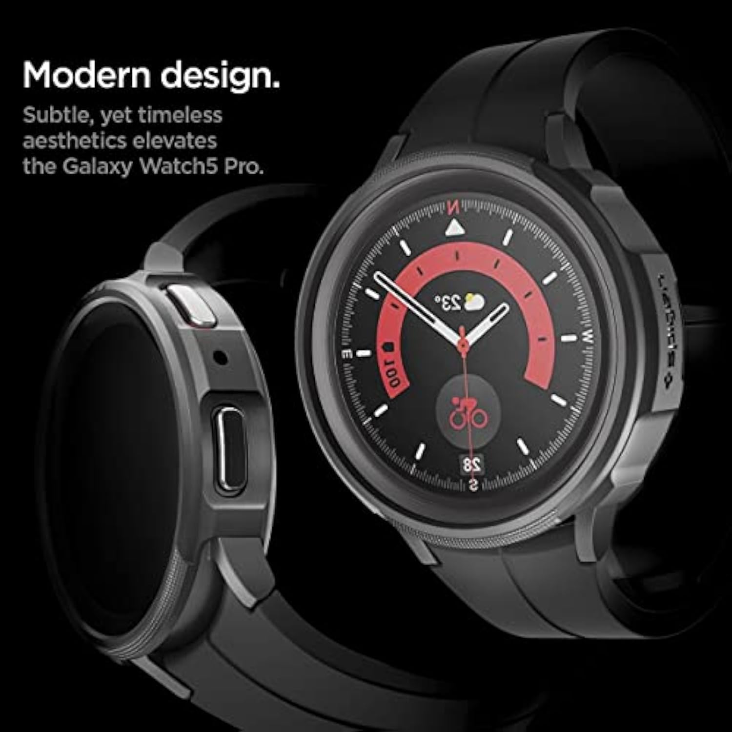 Spigen Liquid Air Designed for Samsung Galaxy Watch 5 Pro Case 45mm (2022) - Matte Black