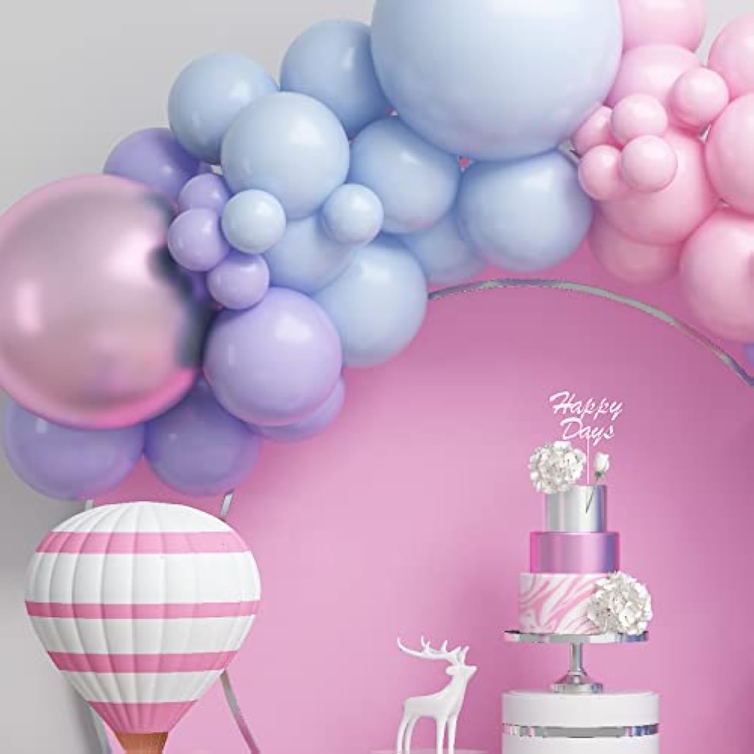 Pink Blue Balloon Arch Kit With Macaron Purple, Blue & Purple Party Balloons For Birthday, Wedding, Baby Shower Decorations
