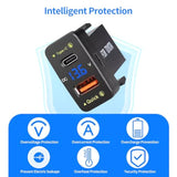 Car Charger Dual 18W Usb Pd+Qc3.0 Fast Charge For Toyota, Type C Usb Car Power Socket With Led Voltmeter Display, Compatible With 12/24V Cars(1.6 * 0.9Inch)