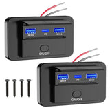 2Pcs Car Charger Panel, Dual 18W Qc3.0 Usb A & 30W Pd Usb C Ports Charging Outlet Panel With Button Switch For 12V/24V Rv Boat Truck