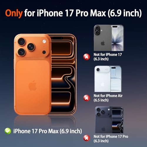 Anti-Yellowing Magnetic for iPhone 17 Pro Max Case with 1 Screen Protector [Mil-Grade Drop Protection] [Compatible with Magsafe] Shockproof Slim