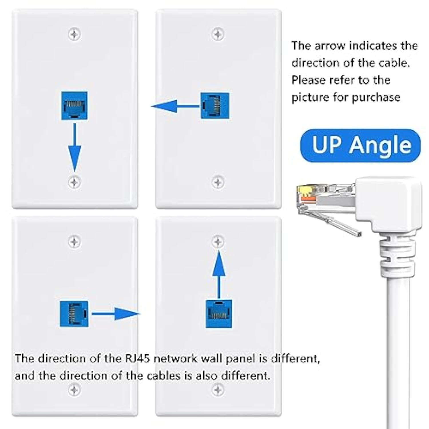 2Pack 90 Degree Cat6 Ethernet Cable White 10Ft-Up Angle, Cat 6 Right Angle Eth