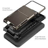For Iphone 15 Pro Max Case With Card Holder, 4-Card Dual Layer Heavy Duty Shockproof Wallet Case, Hidden Flip Card Slot Protective Hard Cover For Iphone 15 Pro Max, 6.7'' Gun Metal