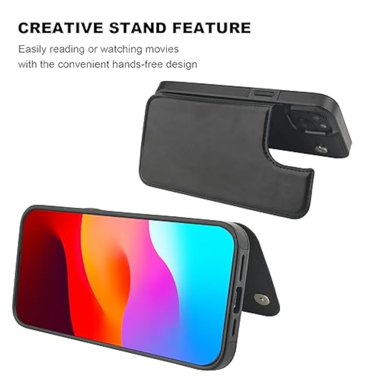 Onetop Compatible With Iphone 15 Plus Wallet Case With Card Holder, Pu Leather Kickstand Card Slots Case, Double Magnetic Clasp And Durable Shockproof Cover 6.7 Inch (Black)