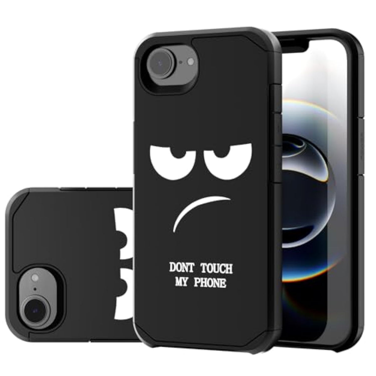 For Iphone 16E Case, Cute [Don'T Touch My Phone] Shockproof Dual Layer Slim Protective Silicone Plastic Cover For Kids Boys Men Phone Case (Iphone 16E 2025 6.1-Inch)