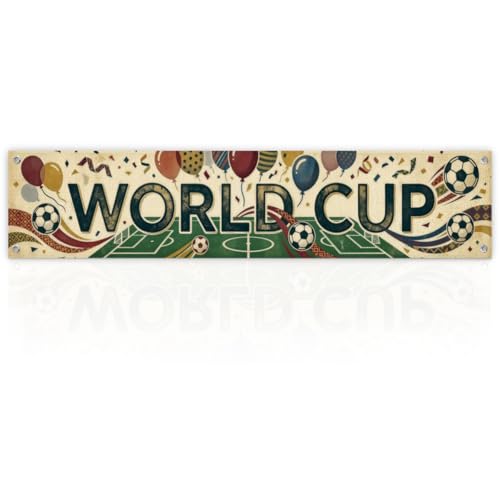 2026 World Cup Banner Wall Decor, Soccer Hanging Banner, Tournament Celebration Decoration for Home Bar Classroom Event Photo Backdrop 48 x 9 Inch