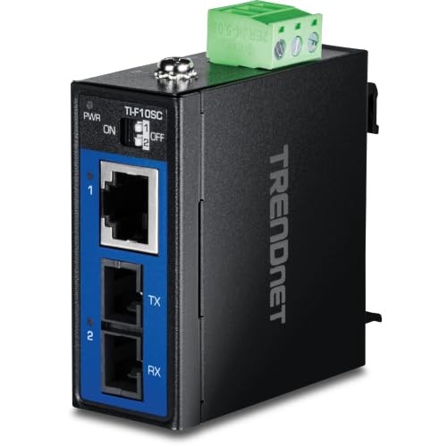 Hardened Industrial 100Base-Fx Multi-Mode Sc Fiber Converter, (2Km, 1.2 Miles), Ip40 Rated Housing, Ti-F10Sc,Black, Protection