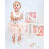 First Birthday Decorations Balloon 'One' Boxes For Baby Girl - 24 Balloons - Baby 1St Birthday Girl Decoration, Clear Cube Blocks 'One' Letters As Cake Smash Photoshoot Props Backdrop | 1 Year Old