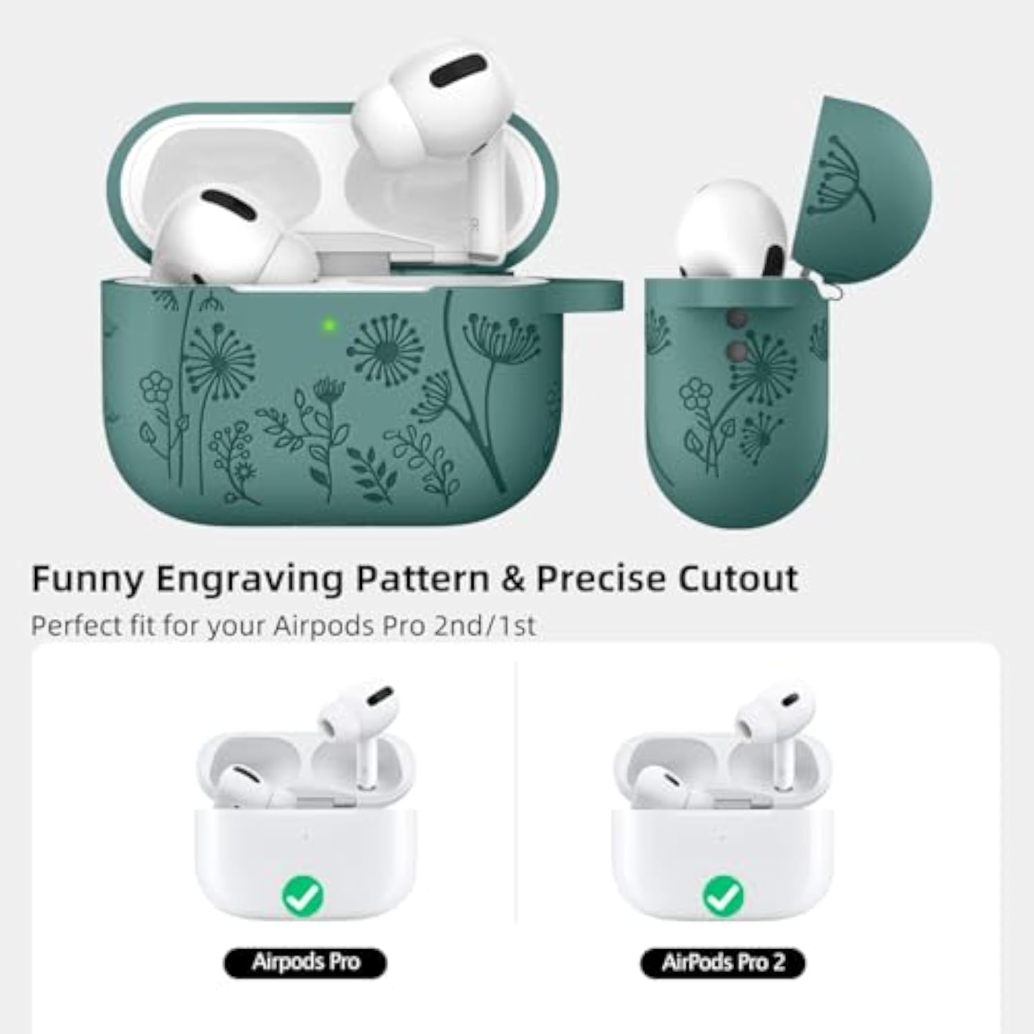 AirPods Pro 2nd/1st Case Soft Silicone Cover with Keychain, Protective Case for AirPods Pro Charging Case