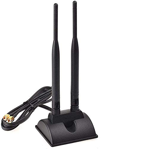 Wifi Antenna Dual Band 2.4Ghz - 5.8Ghz With Rp-Sma Connector Magnetic Base For Wireless Network Router - Usb Adapter - Pci Pcie Cards - Signal Booster - Access Point - Wireless Range Extender