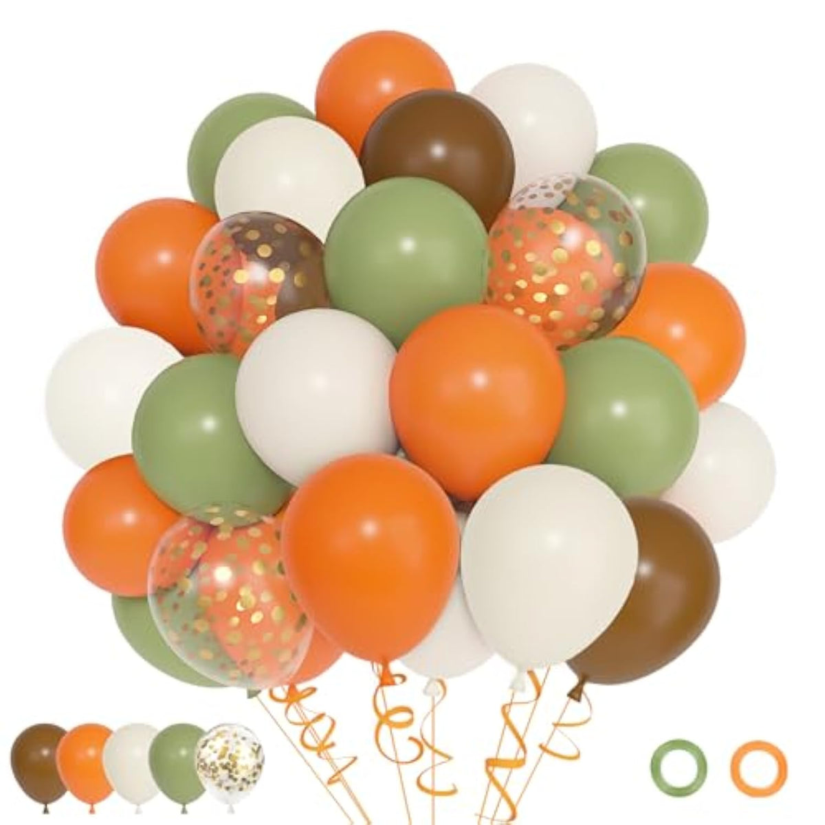 Sage Green & Orange Fall Balloons: Autumn Party Decorations (72pcs)