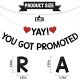 Yay! You Got Promoted Banner - Congrats On Your Promotion Decor, Congratulations, Job Promotion Party Decorations Black Glitter