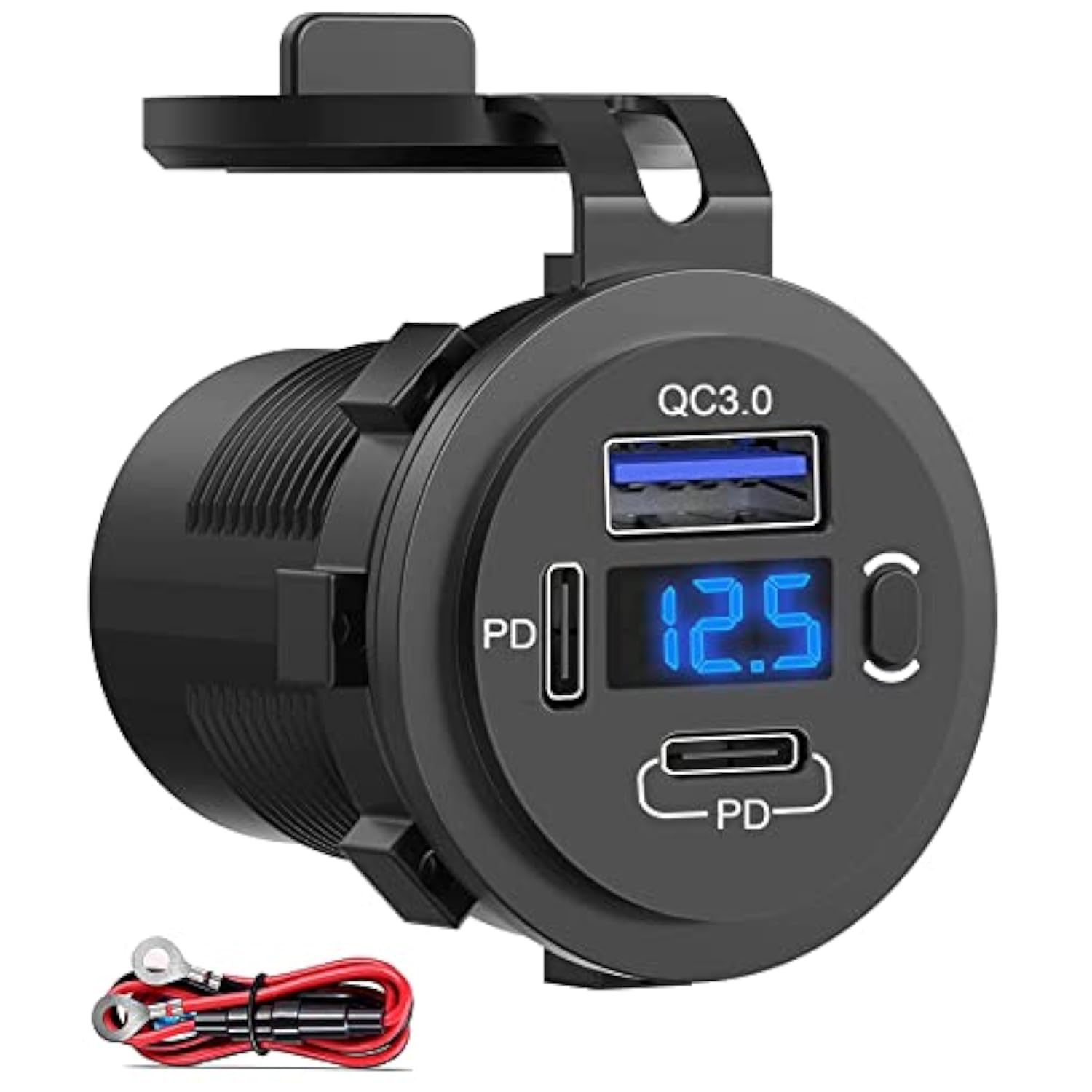 12V Usb Outlet, Dual Usb C Car Charger Socket & Quick Charge 3.0 Port With Voltmeter And Power Switch For Car Boat Marine Truck