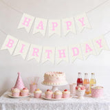 Burlap Happy Birthday Banner, Pink Assembled Happy Birthday Banner Sign Garland For Boys Girls Rustic Party Decorations