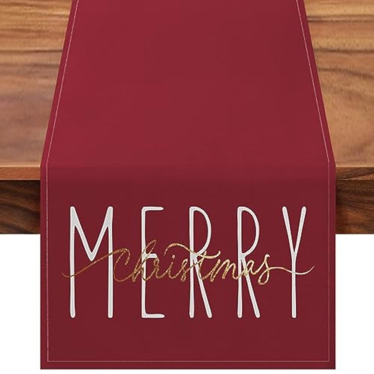 Merry Christmas Gold Table Runner Winter Xmas Holiday Kitchen Dining Farmhouse Table Decor For Indoor Outdoor Home Party Decorations 13X72 Inch Red