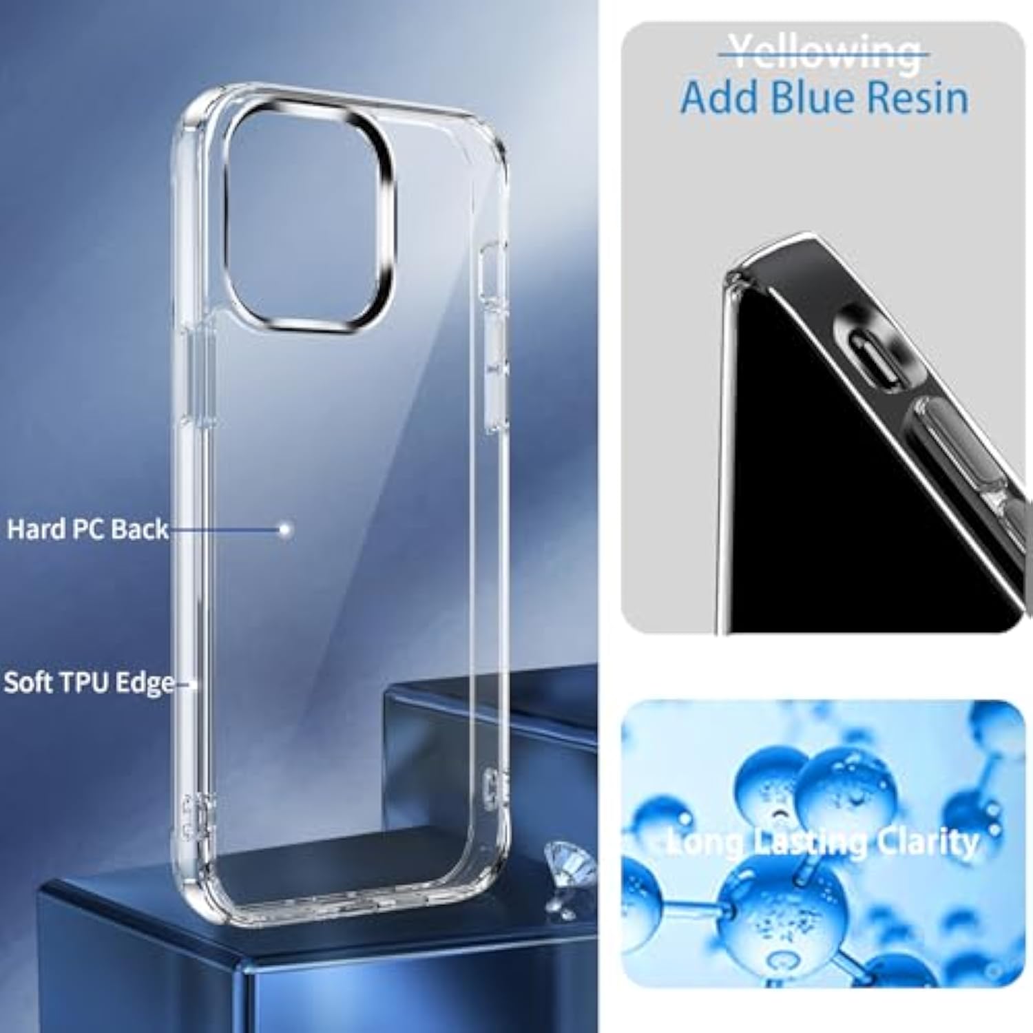 iPhone 13 Pro Clear Case Transparent Shockproof Slim Hard PC Bumper Cover