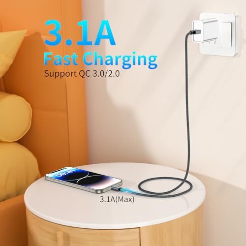 USB A to USB C Cable High Speed 10Gbps Data Transfer USB Type C Cable Fast Charging QC 3.0 AFC Braided USB to USB C Charger Cable for iPhone 15