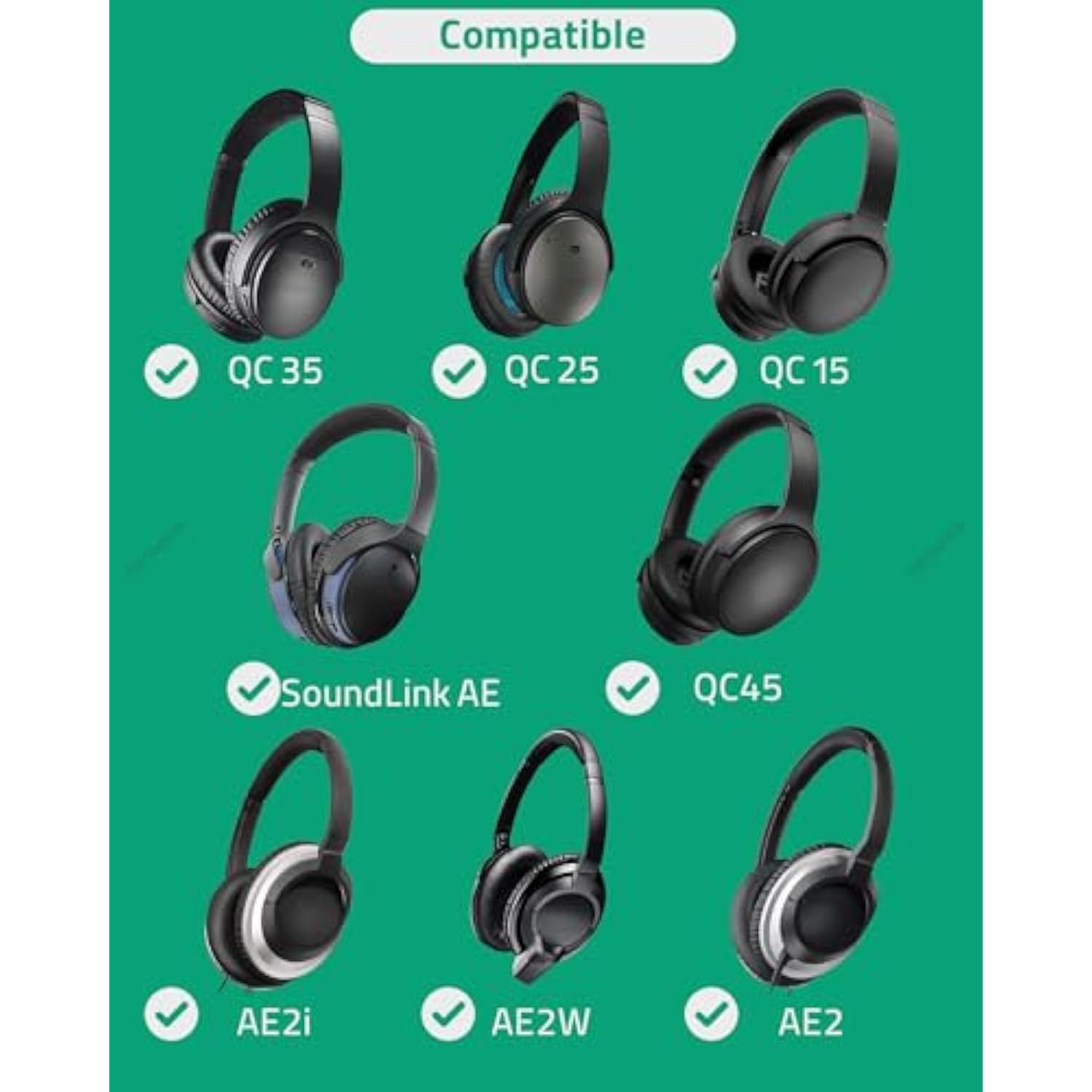 Geekria Replacement Ear Pads for Bose New QuietComfort, QC 45/ 35II/ 35IIGaming/ 35/25/ 15/ SE, AE 2/2i/2w, SoundTrue, SoundLink AE2 Headphones, Ear Cushions with Video Guide (Silver Grey)