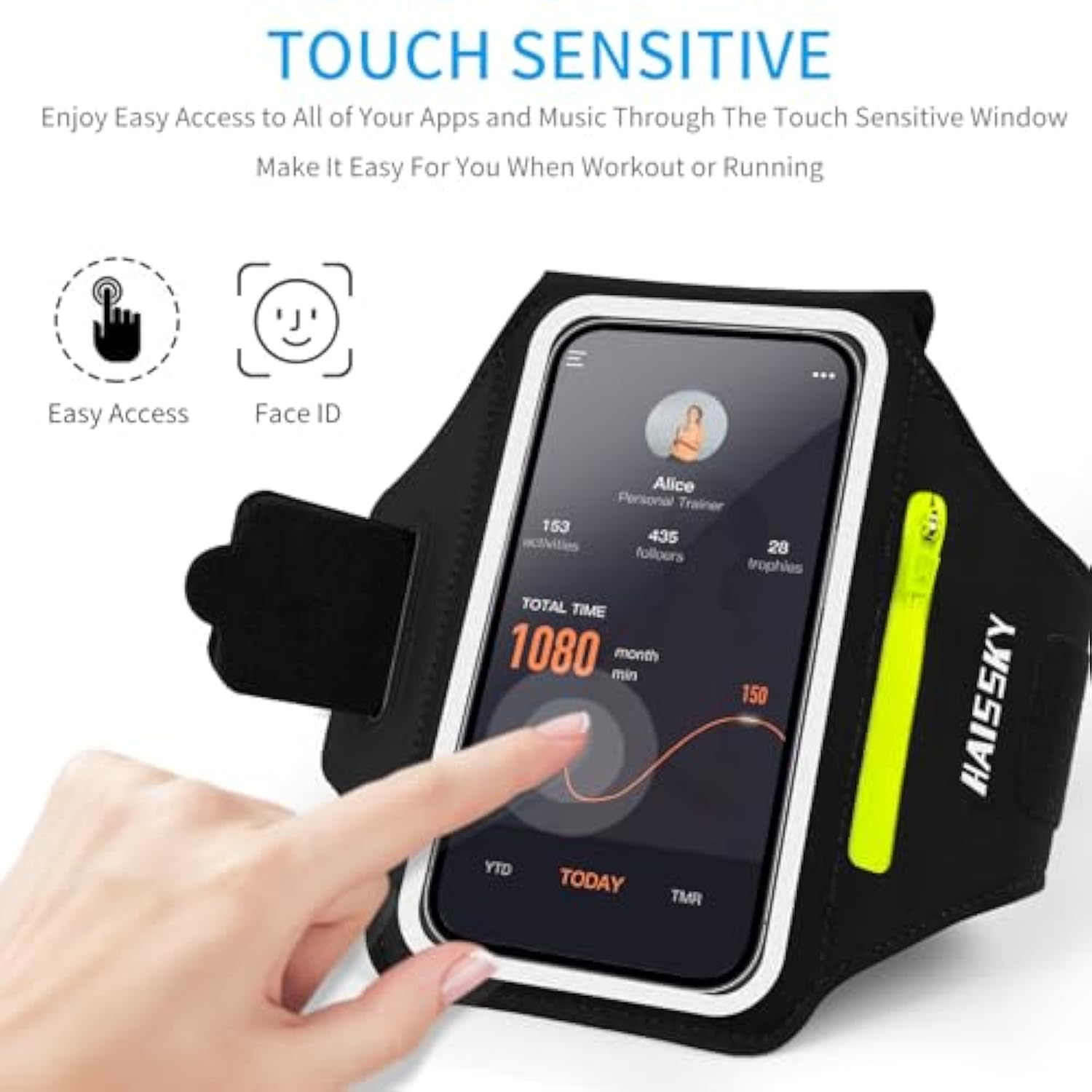Running Armband with Zipper Pocket Sweatproof Phone Holder for iPhone Galaxy
