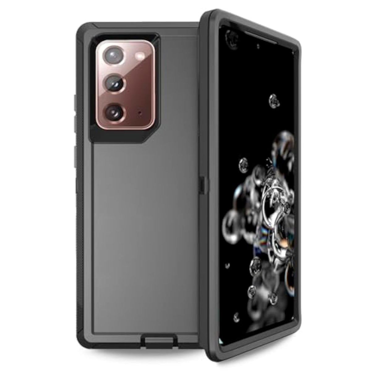 Heavy Duty Shockproof Rugged Defender Protective Case for Samsung Galaxy Note 20 5G, 3 in 1 Bumper Cover, Black
