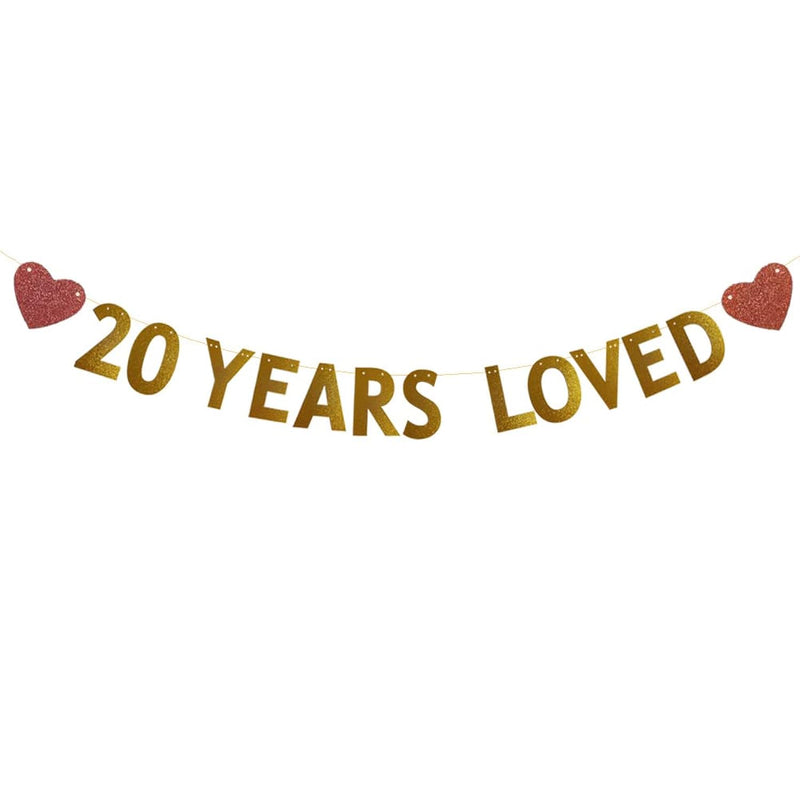 20 Years Loved Banner For 20Th Birthday /Wedding Anniversary Party Dec