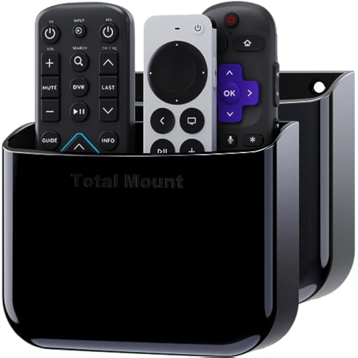 2-Pack Hole-Free Remote Holders for 2-3 Remotes Black