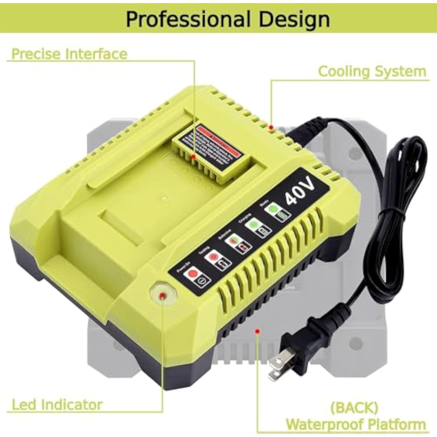 40V Lithium Ion Battery Charger Replacement For Ryobi 5 Op4026 Op4026A Op4030 Op4040 Op4050 Op4050A Op4060 Op40261 Op40301 Op40401 Op40501 Op40601 Tools Batteries