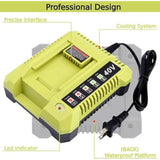40V Lithium Ion Battery Charger Replacement For Ryobi 5 Op4026 Op4026A Op4030 Op4040 Op4050 Op4050A Op4060 Op40261 Op40301 Op40401 Op40501 Op40601 Tools Batteries
