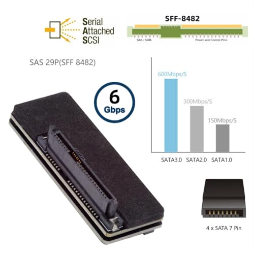 SATA to SAS Adapter for 2.5/3.5" SFF-8482 SAS Hard Disks to Motherboard SATA Converter Adapter