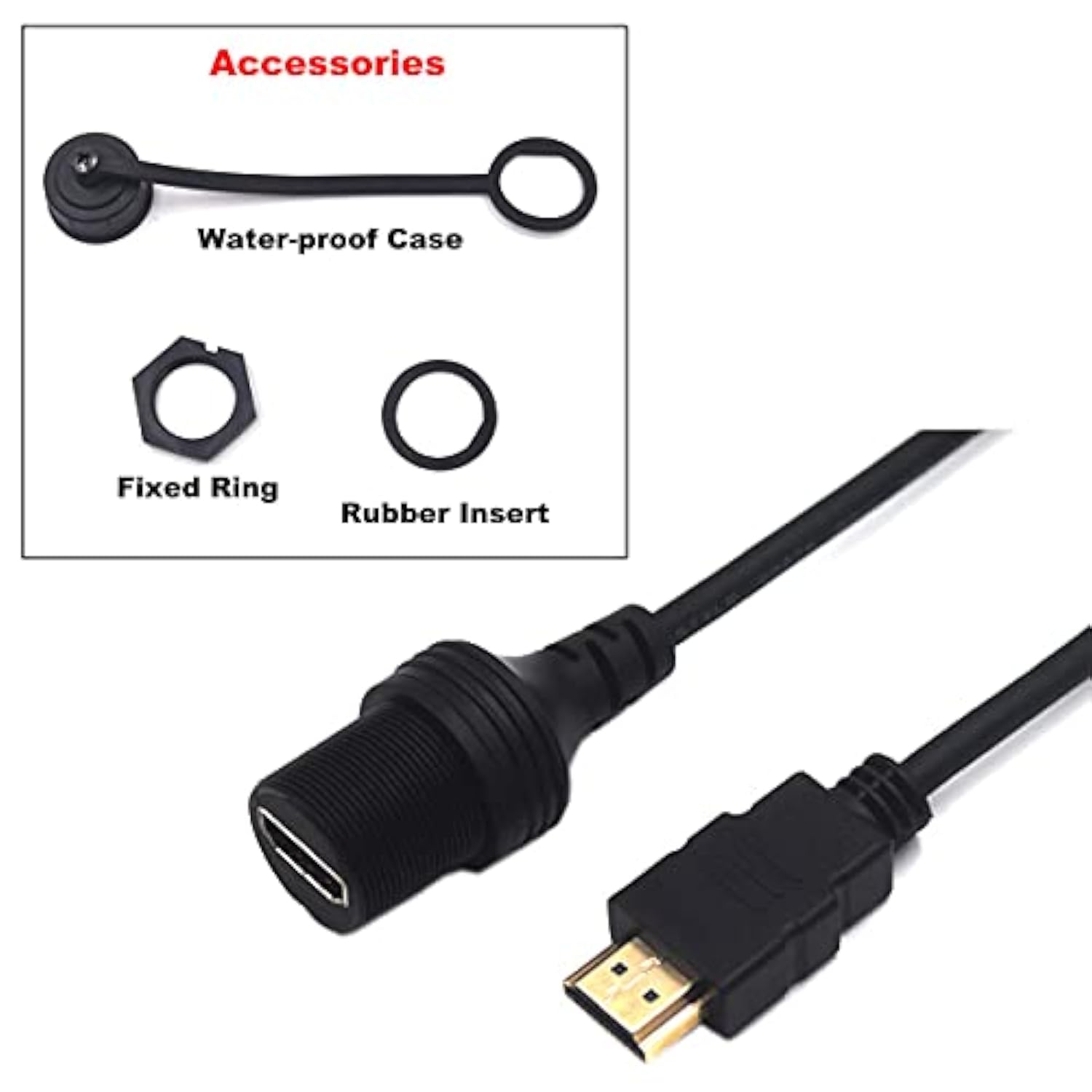0.3 Meter Hdmi Version 2.0 Mount Cable, Hdmi Male To Female Flush Panel Mount