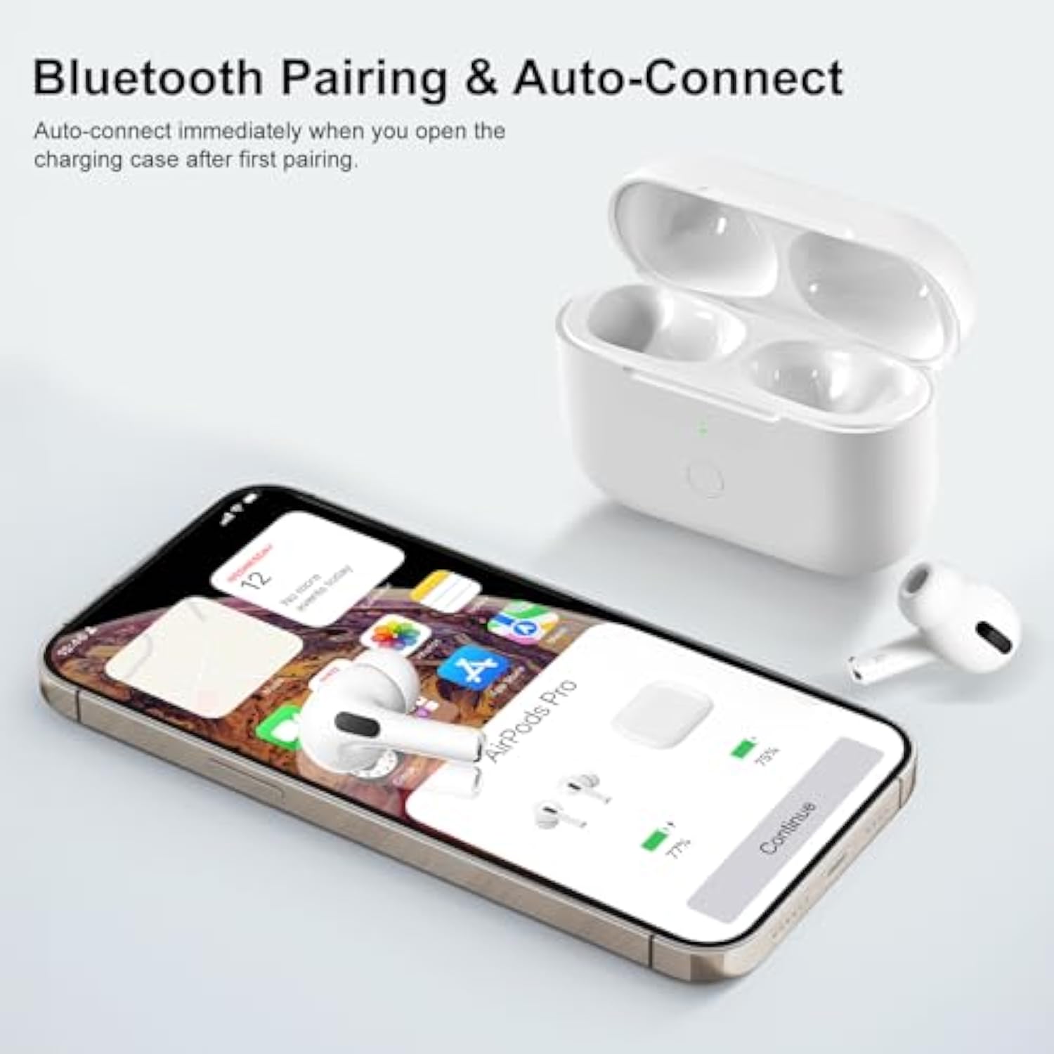 Wireless Charging Case Compatible With Airpod Pro 1St & 2Nd Generation With Usb-C Charging, Air Pod Pro 2 1 Charger Case Replacement With Bluetooth Pairing Sync Button,With Type-C, No Earbuds
