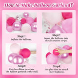 147pcs Pink Balloon Garland Kit with Metallic, Confetti Balloons for Wedding & Baby Shower